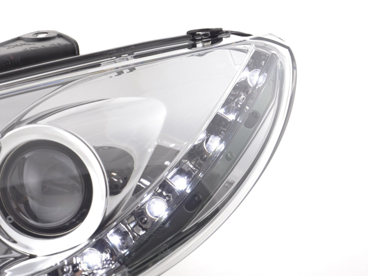 Scheinwerfer Set Daylight LED TFL-Optik Peugeot 206 98-07 chrom Scheinwerfer Set Daylight LED TFL-Optik Peugeot 206 98-07 chrom